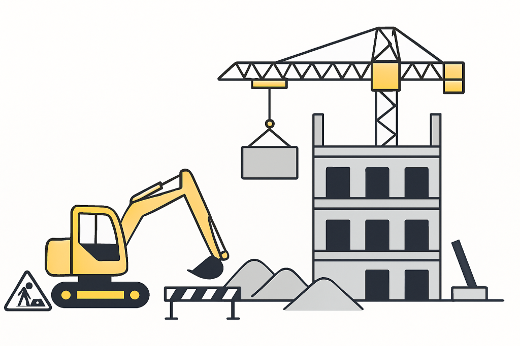 建設業許可を取得して建設工事を行うイメージ